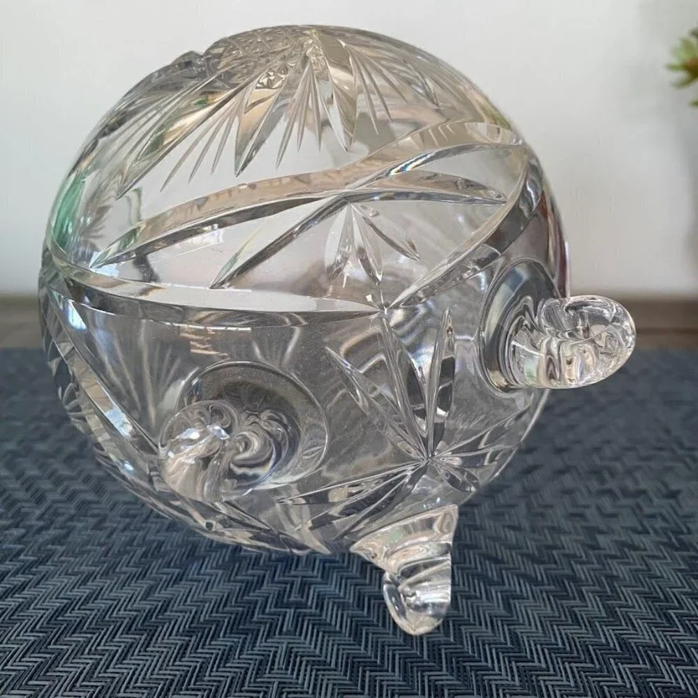 American Cut Crystal Corp Czech Footed Round Rose Vase